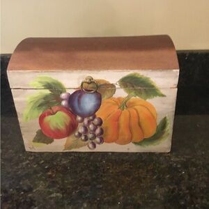 Fall Fruits Vintage Tole Painted Wooden Chest Box